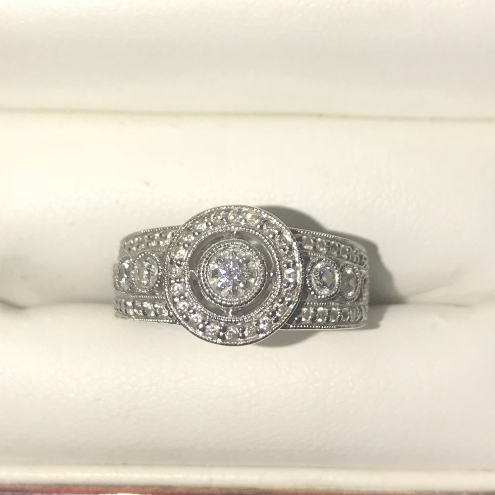 14K White Gold Gabriel & Co. Diamond Ring